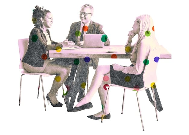 A conceptual image depicting a team of professionals collaboratively working on a grant proposal, with elements such as documents, laptops, and brainstorming notes scattered around a table, symbolizing the effort and preparation involved