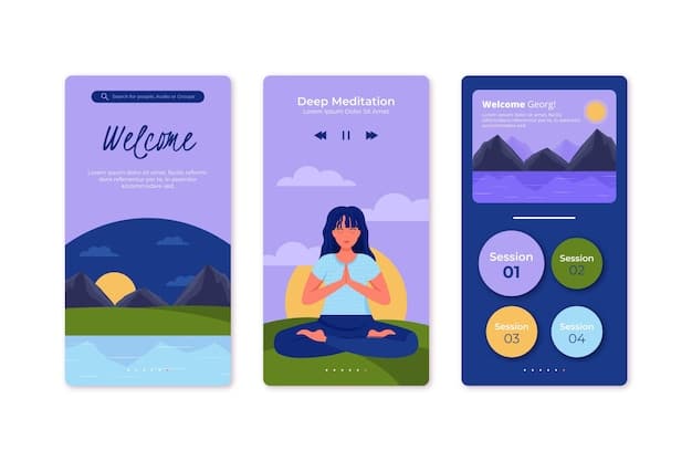 A screenshot of the Headspace app interface, showing a selection of guided meditation courses and daily mindfulness exercises. Clean, user-friendly design with calming colors.