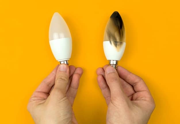 A split image showing a traditional incandescent bulb on one side and a bright LED bulb on the other, visually demonstrating the difference in energy efficiency.