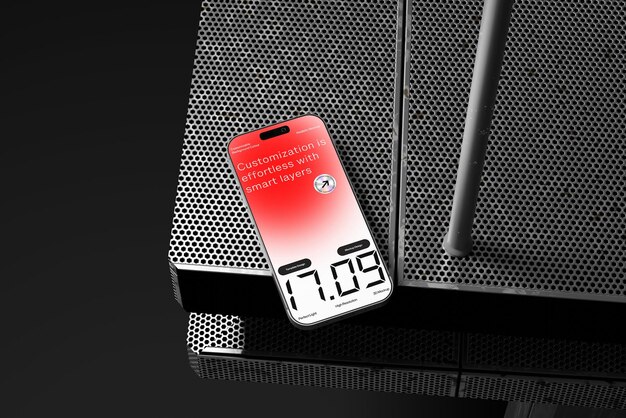 A close-up shot of a smart thermostat displaying an anomaly alert. The background shows a blurred image of a home's HVAC system, emphasizing the thermostat's role in monitoring and maintaining the system's health.