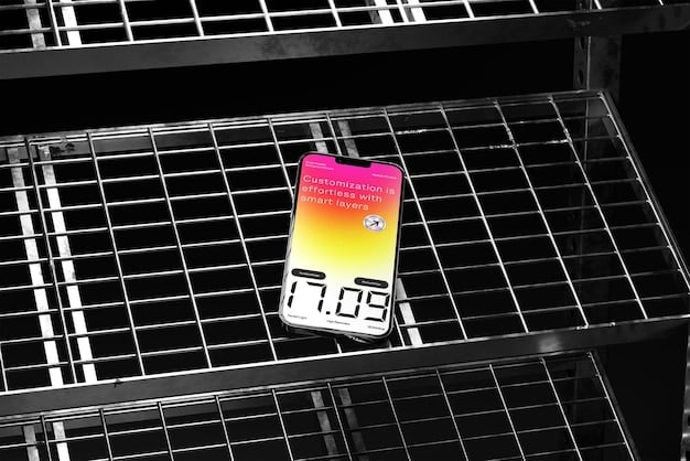 A close-up shot of a smart thermostat displaying energy usage data, highlighting its energy-saving capabilities. Graph visualizations on the screen showcase historical energy consumption patterns.