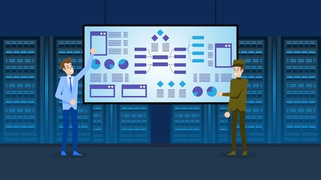 A professional cloud architect presenting a complex cloud infrastructure diagram on a large screen to a team, illustrating data flows and integrated services, set in a modern tech office.