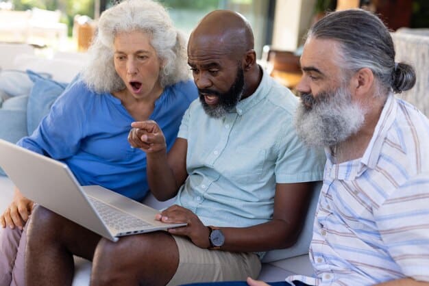 A diverse group of people, young and old, looking confidently towards a horizon, symbolizing future access to healthcare, with a subtle digital overlay of data.