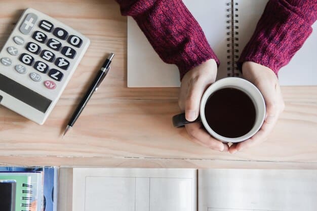 A person sitting at a desk, thoughtfully comparing multiple health insurance plan documents spread out, with a calculator and coffee cup, symbolizing careful financial and health planning.