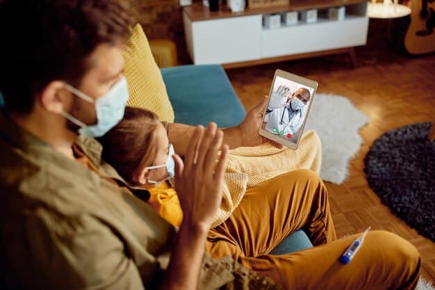 A person using a tablet for a telehealth therapy session, with a calm home environment in the background, symbolizing accessible virtual mental healthcare.
