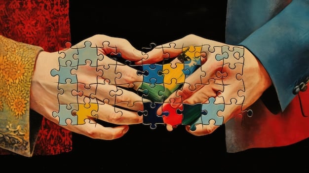 A visually appealing arrangement of hands connecting puzzle pieces, each piece representing a different profession or skill. The image symbolizes the collaborative and interconnected nature of building relationships at Networking Events: How to Make Meaningful Connections and Expand Your Reach.