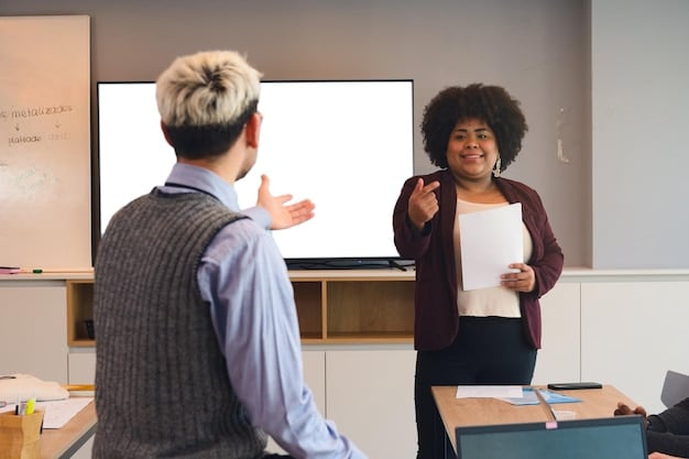 Image depicting a person attending a job training seminar. The trainer is explaining the new skill sets for job seekers. The image represents how SNAP benefits can support beneficiaries while they upgrade their skills. This aligns with the New Rules for SNAP Benefits in 2025: What You Need to Know.