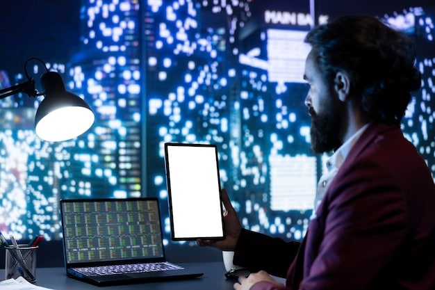 A cybersecurity analyst working on a computer screen displaying a network security map with alerts highlighted, symbolizing proactive monitoring of potential 'Healthcare Cybersecurity Threats: 5 Steps to Protect Your Medical Data in 2025'.