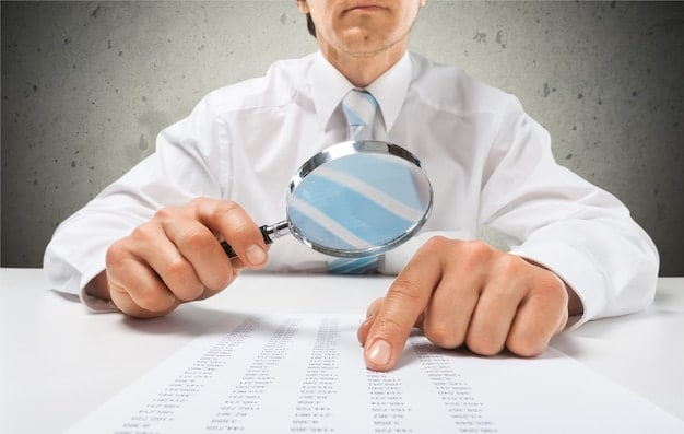 A person holding a magnifying glass, carefully examining a medical bill. The focus is on the detailed line items and charges listed on the bill, symbolizing the importance of reviewing medical bills for accuracy and compliance with the No Surprises Act, related to 'Surprise Medical Bills: What the No Surprises Act Means for Emergency Room Visits in 2025'.
