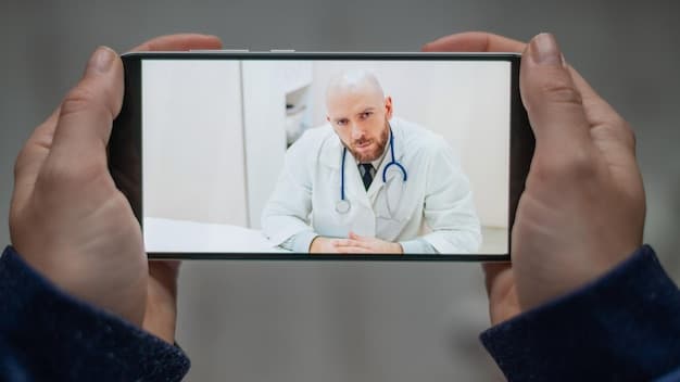 A split-screen image showing a doctor conducting a virtual consultation with a patient. The doctor is in a modern office setting, while the patient is at home, comfortably discussing their health concerns. The image highlights the accessibility and convenience of telehealth within 'The Future of Healthcare: 3 Emerging Technologies Set to Transform Patient Care by 2026.'