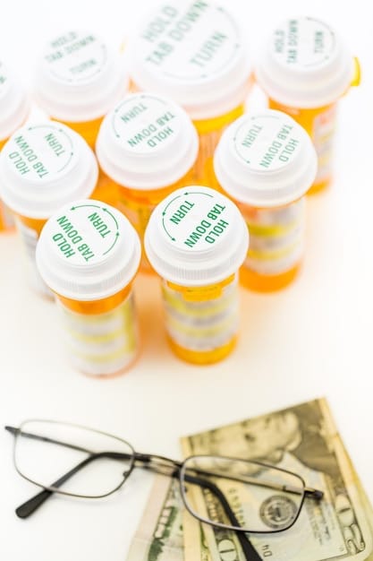 A close-up shot of prescription medication bottles with varying price tags, highlighting the significant cost differences and the need for price comparison when looking to save on prescription drug costs.