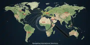 Global map highlighting US trade under international sanctions influence
