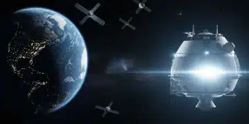 Global space missions converging on Earth, symbolizing international collaboration and competition in Space Race 2.0 impacting US technological advancement.
