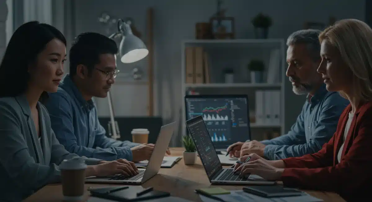 Professionals collaborating remotely, adapting to new work models post-Great Resignation.