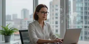 Professional woman working remotely, adapting career strategy for future success