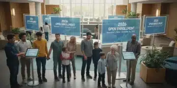 People reviewing 2026 Open Enrollment dates on a tablet for health coverage