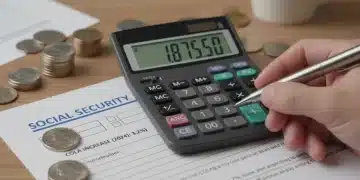 Calculator and documents illustrating 2026 Social Security COLA impact