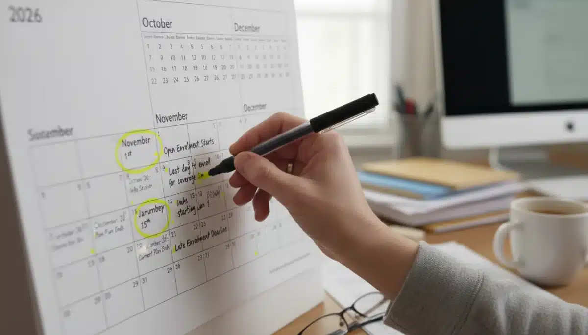 Highlighting critical deadlines for 2026 Open Enrollment on a calendar