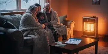 Family staying warm at home with heater, symbolizing energy assistance