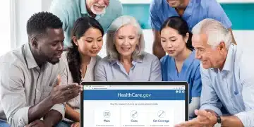 People reviewing Healthcare.gov health insurance options on a tablet.