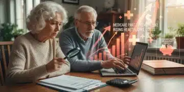 Senior couple reviewing Medicare Part B premium increase documents