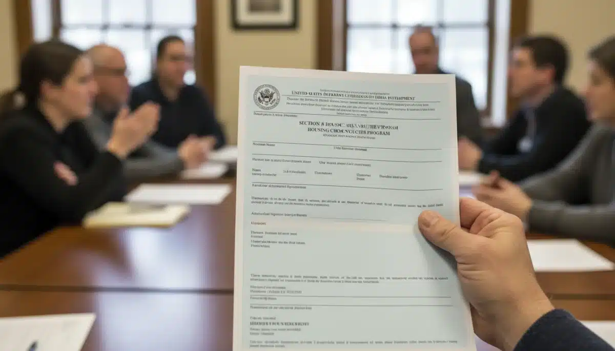 Section 8 housing voucher document being reviewed, symbolizing program changes.