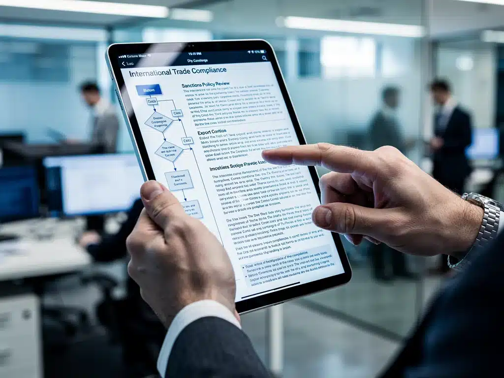 Analyzing complex international sanctions compliance documents on a tablet