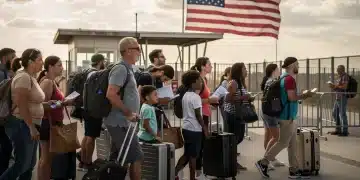 Diverse migrants at border, symbolizing global migration patterns and U.S. immigration challenges.