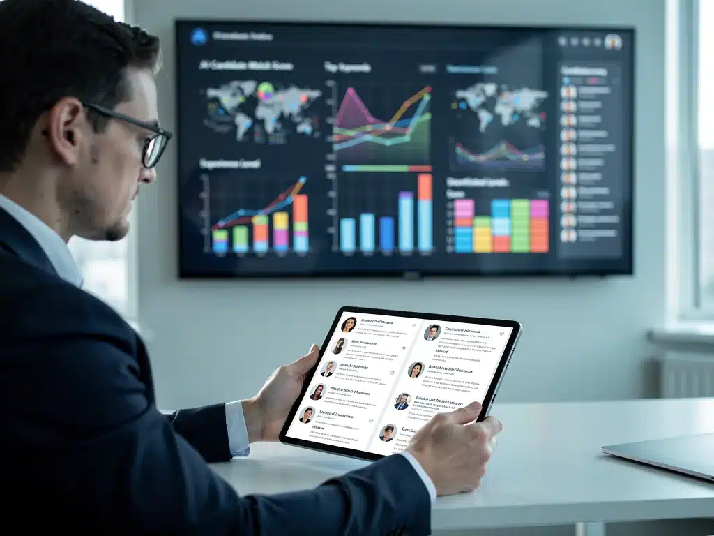 Recruiter using AI tools to review candidate applications.