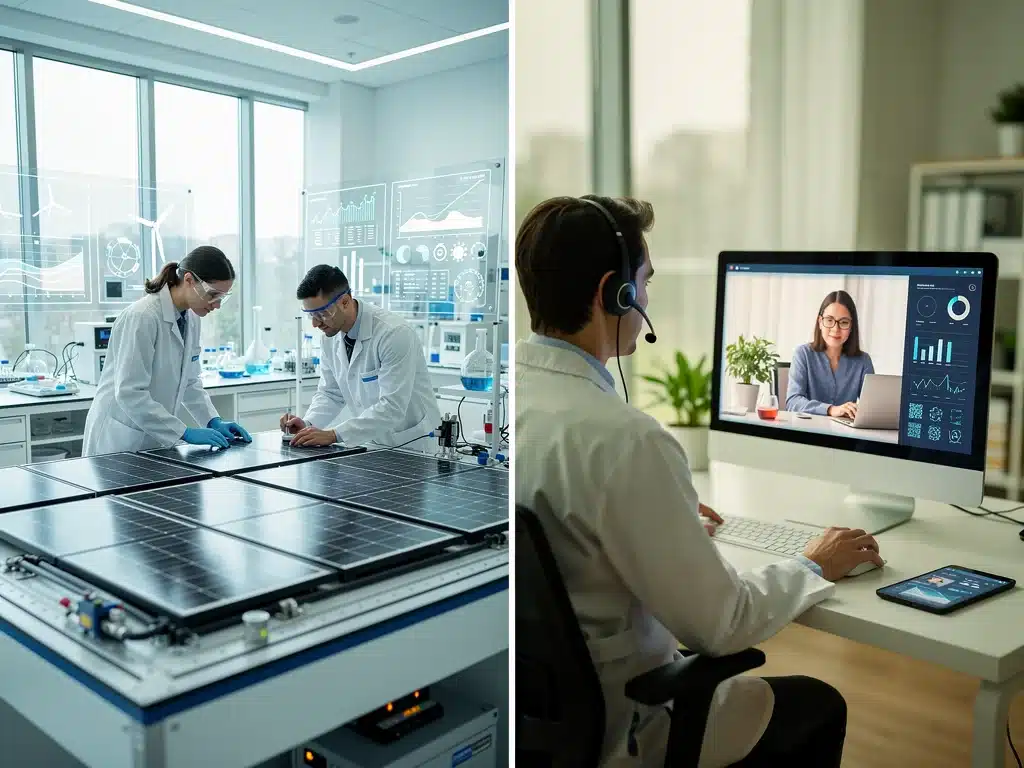 Comparison of clean energy and digital health sectors for career transitions.