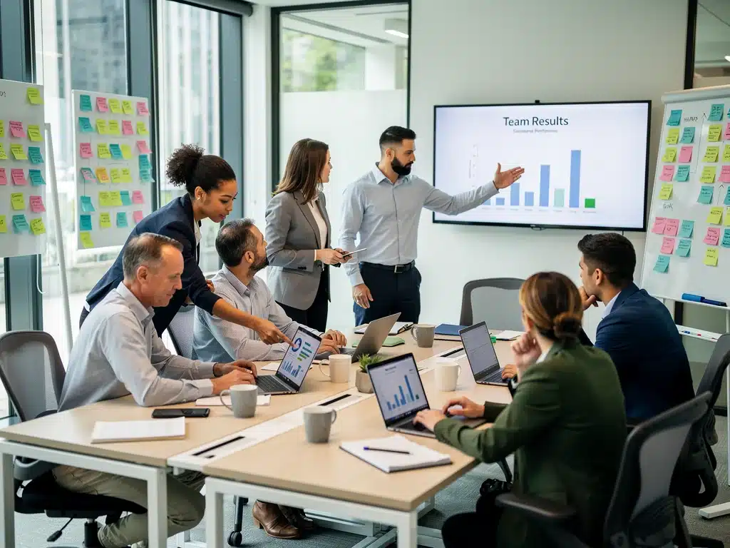 Diverse professional team collaborating in an office, showcasing individual contributions for salary negotiation.
