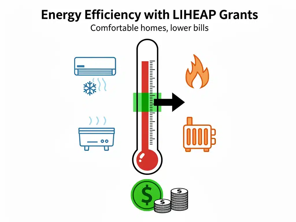 Graphic illustrating energy efficiency and savings from LIHEAP grants