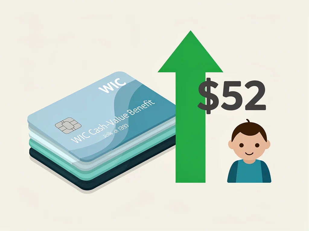 Graphic illustrating the increase of WIC Cash-Value Fruit and Vegetable Vouchers to .